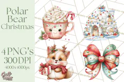 Christmas Arctic Animal PNG Kawaii Clipart Product Image 1