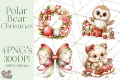 Christmas Arctic Animal PNG Kawaii Clipart Product Image 1