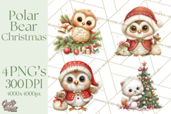 Christmas Arctic Animal PNG Kawaii Clipart Product Image 1