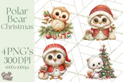 Christmas Arctic Animal PNG Kawaii Clipart Product Image 1