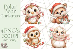 Christmas Arctic Animal PNG Kawaii Clipart Product Image 1
