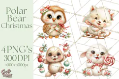 Christmas Arctic Animal PNG Kawaii Clipart Product Image 1
