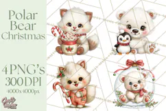 Christmas Arctic Animal PNG Kawaii Clipart Product Image 1