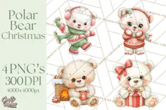 Christmas Arctic Animal PNG Kawaii Clipart Product Image 1