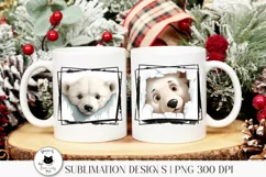 cute polar bears peeking sublimation designs shown on mugs