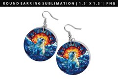 Polar Bear Round Earring Design | Round Earring Sublimation Product Image 1