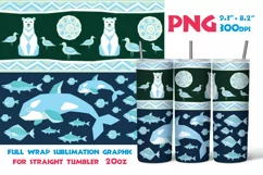 Polar Bear-Straight Tumbler 20oz Christmas sublimation PNG