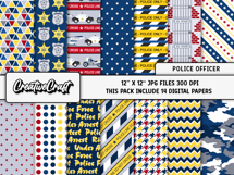 Police Officer Digital Papers, policeman scrapbook designs Product Image 2