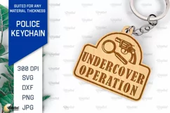 Police Keychain Laser Cut. Police Keychain Design SVG Product Image 1
