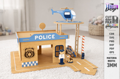 3D Wooden Police Station Playset Laser Cut | Kids Laser Product Image 1
