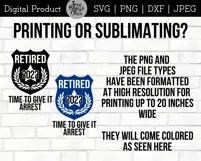 instructions for using this police retirement png or jpeg for printing or sublimating projects