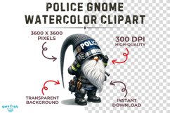 Police Gnome Watercolor Clipart - 24 Variations Product Image 2