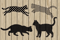 Polka dot cat stencil silhouette SVG Product Image 1