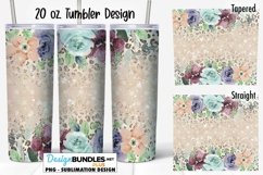 Floral Leopard Tan 20 oz Tumbler Sublimation Wrap Product Image 1