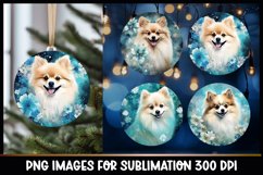 Pomeranian Dog Christmas Round Ornament Sublimation Product Image 1