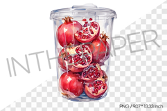 Fresh Pomegranates in Glass Jar Container PNG Clipart Fruit Product Image 1