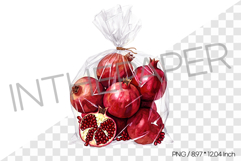 Fresh Pomegranates in Clear Plastic Gift Bag PNG Clipart Fru Product Image 1