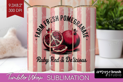 Pomegranate Vintage Fruit Tumbler Wrap Summer Tumbler PNG Product Image 1