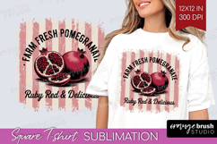Pomegranate Vintage Fruit Square Tshirt Background Summer Product Image 1