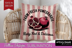Pomegranate Vintage Fruit Pillow Sublimation Summer Pillow Product Image 1