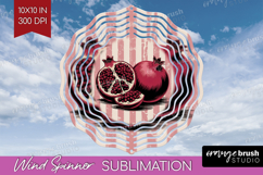 Pomegranate Vintage Fruit Wind Spinner Sublimation PNG Round Product Image 1