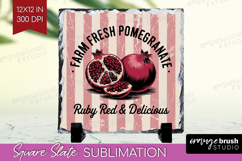 Pomegranate Vintage Fruit Slate PNG Summer Square Slate Product Image 1