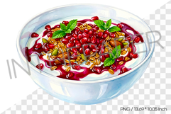Pomegranate Yogurt PNG Clipart Fruit Illustration Watercolor Product Image 1