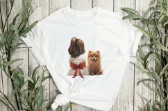 Christmas Dog And Little Girl Clipart Product Image 2