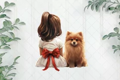 Christmas Dog And Little Girl Clipart Product Image 1