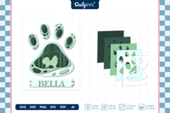 Dog Shadow Box Paw Pomeranian 3D SVG Product Image 1