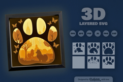 Pomeranian Dog Sitting at the Park Layered Papercut Product Image 3