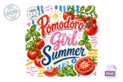 Pomodoro Girl Summer Italian Sublimation PNG Design Product Image 1