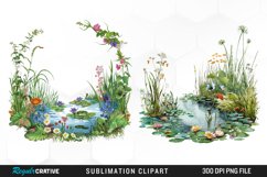 Pond With Wildflowers Graphics Clipart Product Image 1