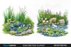Pond With Wildflowers Graphics Clipart Product Image 1
