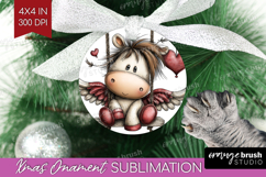 Pony Valentine Ornament PNG Whimsical Animal PNG Sublimation Product Image 1