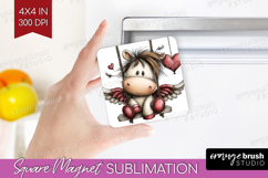 Pony Valentine Magnet Sublimation Whimsical Animal Square Product Image 1