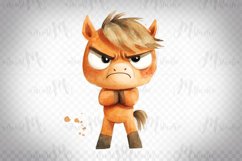 Grumpy Baby Pony - Cute Watercolor Animal Clipart PNG Product Image 1