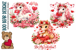 Whimsical Valentine Pony Clipart Product Image 1