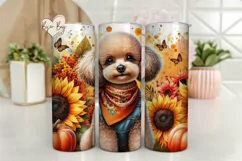 Toy Poodle Tumbler Sublimation Wrap, Autumn Dog Wrap Product Image 1