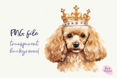 3 Poodle in Crown Watercolor Clipart PNG Product Image 2