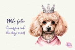 3 Poodle in Crown Watercolor Clipart PNG Product Image 3