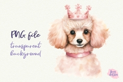 3 Poodle in Crown Watercolor Clipart PNG Product Image 4