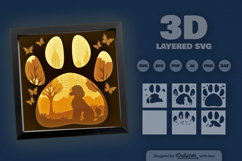 Poodle Dog Sitting at the Park Layered Papercut Product Image 3