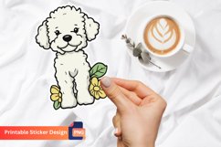 Poodle Puppy Flowers Sticker, Poodle Puppy Sticker Product Image 1