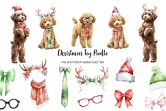 Watercolor Christmas toy poodle clipart. Xmas dogs clip art Product Image 1