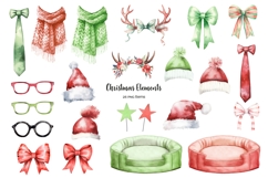 Watercolor Christmas toy poodle clipart. Xmas dogs clip art Product Image 3