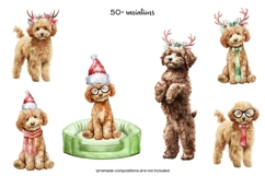 Watercolor Christmas toy poodle clipart. Xmas dogs clip art Product Image 4