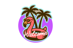 Laser Cut Summer Pool Flamingo Welcome SVG Template Product Image 2