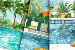 Watercolor Poolside Digital Paper Bundle Product Image 6