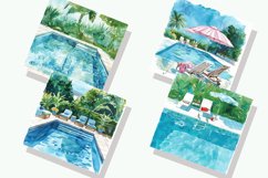 Watercolor Poolside Digital Paper Bundle Product Image 2